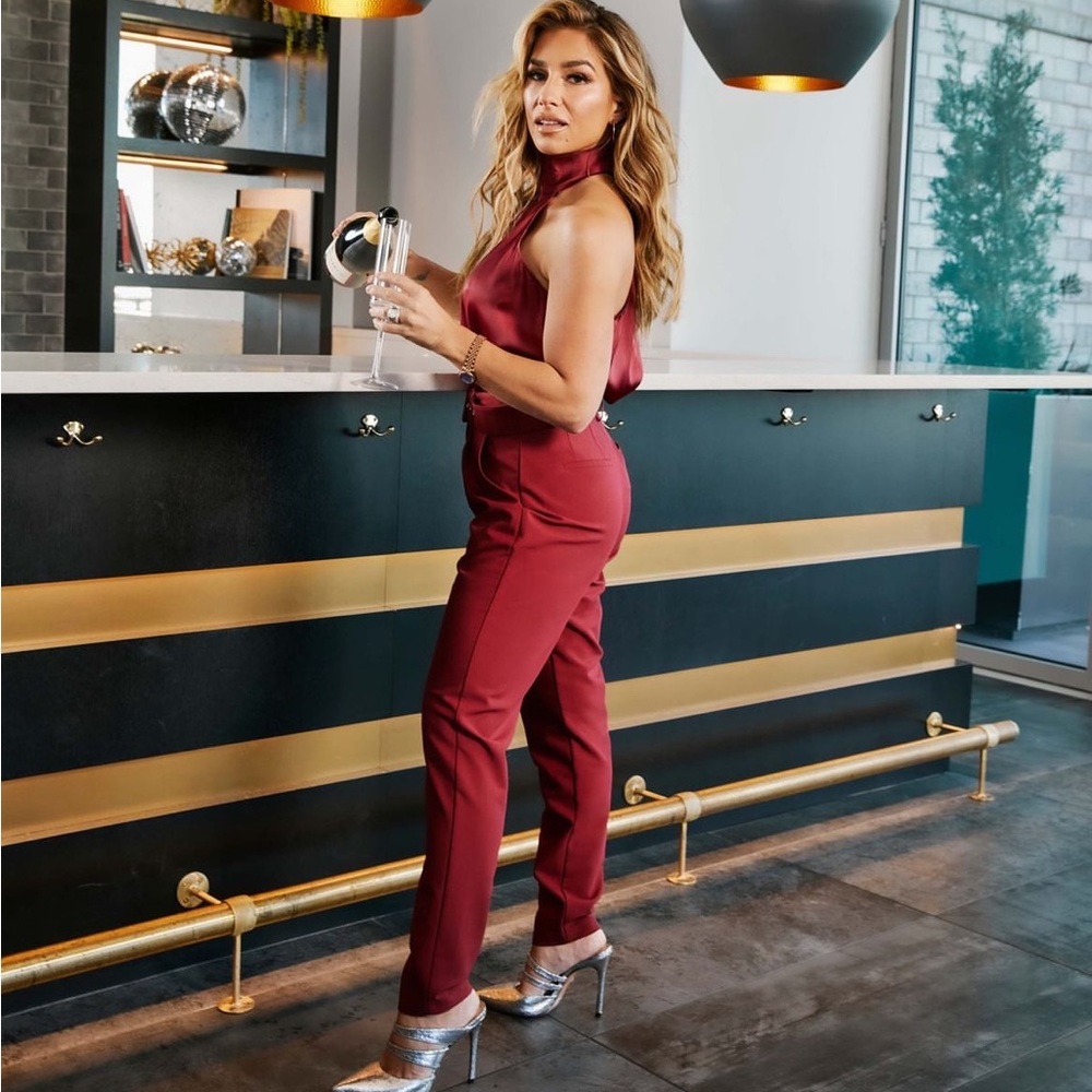 Kittenish Wine Night High Waisted Pants